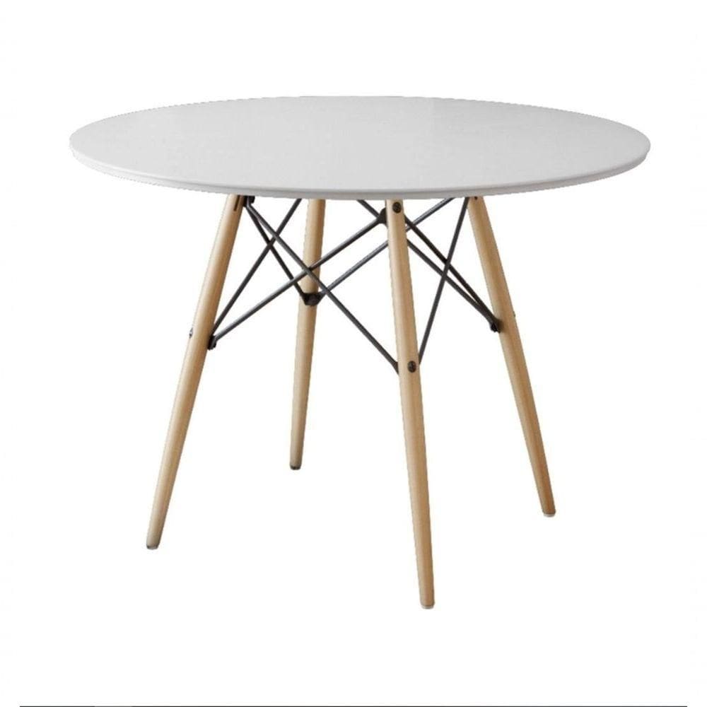 Mesa Eiffel Tampo De Madeira 90cm Branco tampo Branco