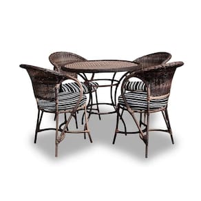 Conjunto De Mesa 4 Poltronas + 1 Mesa Friso Preto