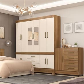 Guarda Roupa Casal 10 Portas Com Espelhos Emilia Amendola Off-white