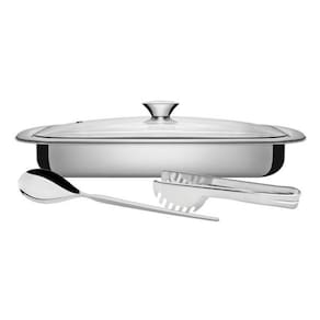 Kit P/ Assar E Servir Tramontina Cosmos Em Inox Tampa De Vid