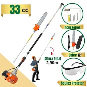 MOTOPODADOR DE GALHOS GASOLINA 2T 33cc 1,3HP COM EXTENSOR VP3300L VULCAN TRENT