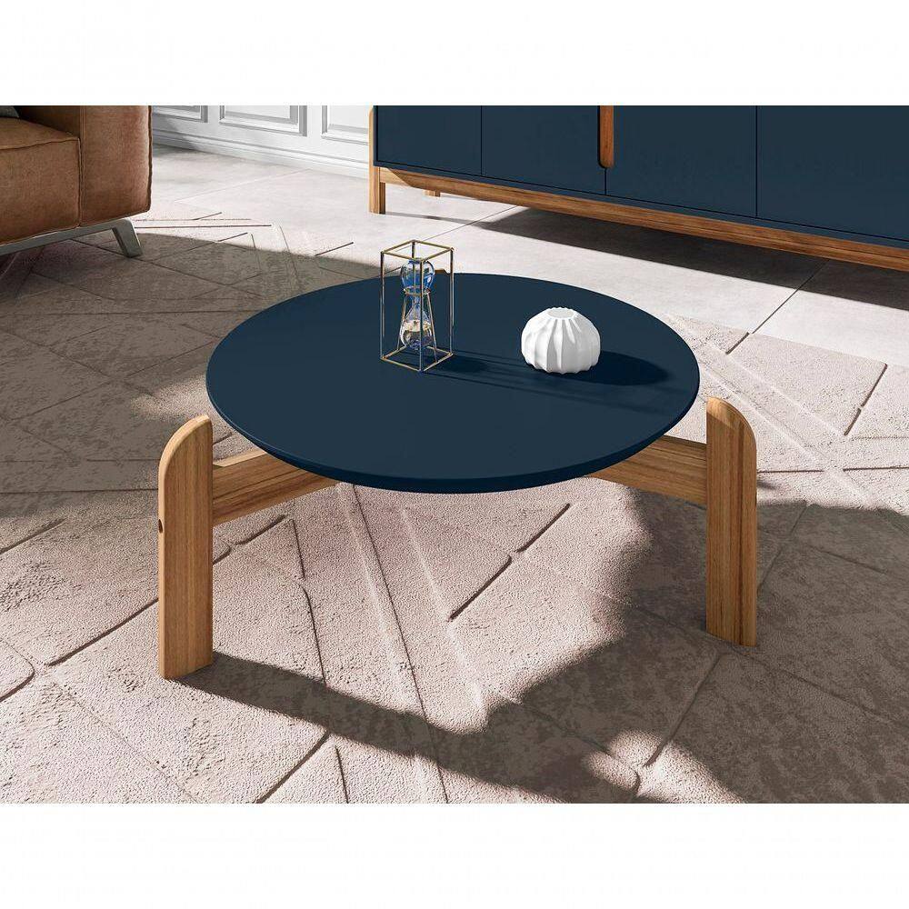 Mesa De Centro Lizz Azul Cobalto / Cedro - Azul Royal