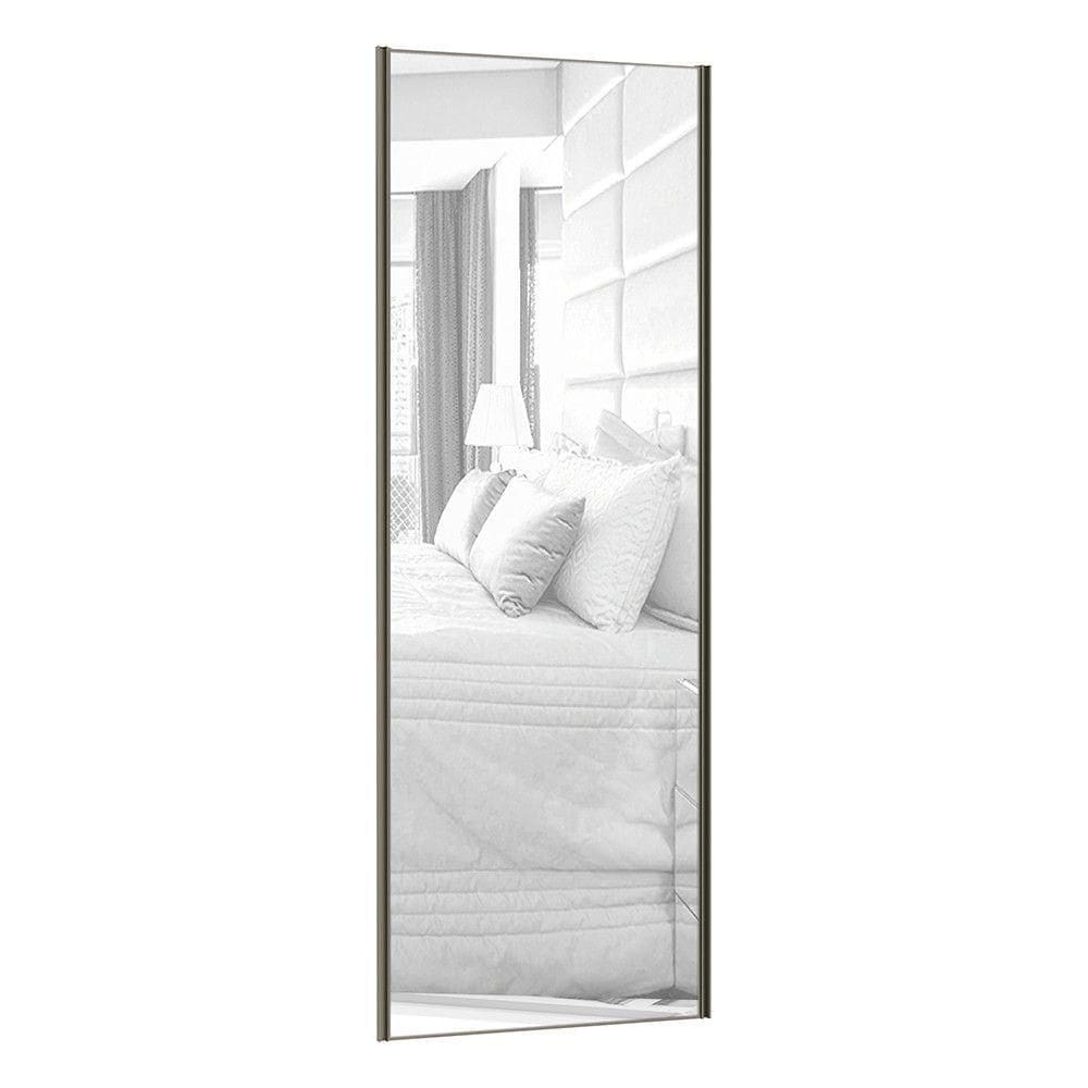 Porta De Correr 80cm Com Espelho, Puxador Inox