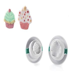 Kit 2 Cortadores Bolo 3d Cupcake Biscoito Sorvete Silikomart