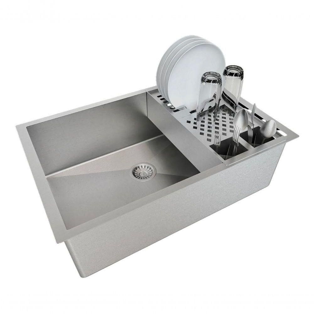 Combo Cuba 60X40 Inox Calha Canal Escorredor 55Cm