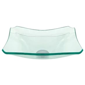 Cuba de Vidro Quadrada Chanfrada 34cm Jateada