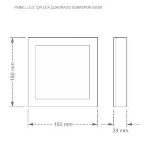 Painel De Led Quadrado Sobrepor 12w Bivolt Taschibra 6500k Luz Fria