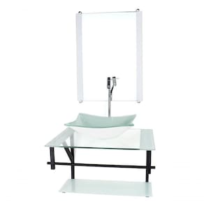 Gabinete Vidro Ap Cuba Retangular Branco C Torneira Cromada