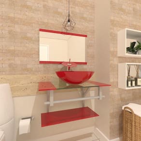 Gabinete De Vidro 80cm Ac Cuba Redonda Vermelho Ferrari
