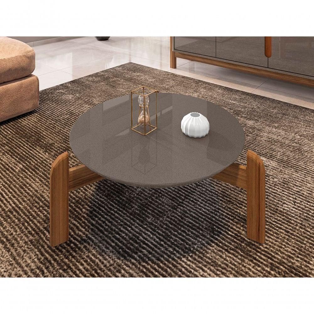 Mesa De Centro Lizz Cinza Pérola / Cedro - Cinza