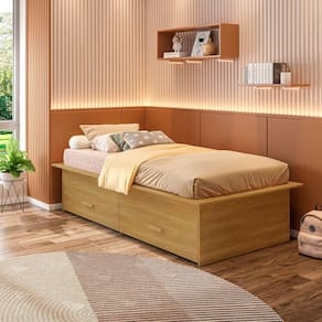 Cama Box Juvenil Solteiro com 2 Gavetas Deva Yescasa Freijó