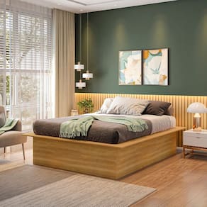 Cama Box Casal Adulto Ária Yescasa 42x165cm Yescasa Freijó