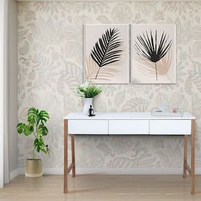 Aparador Escrivaninha Paris em Madeira Maciça e Mdf Natural/Branco