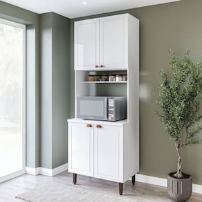 Paneleiro / Torre Quente 4 Portas 2 Nichos para Forno e Utensílios com 80 Cm Pérola Yescasa Branco