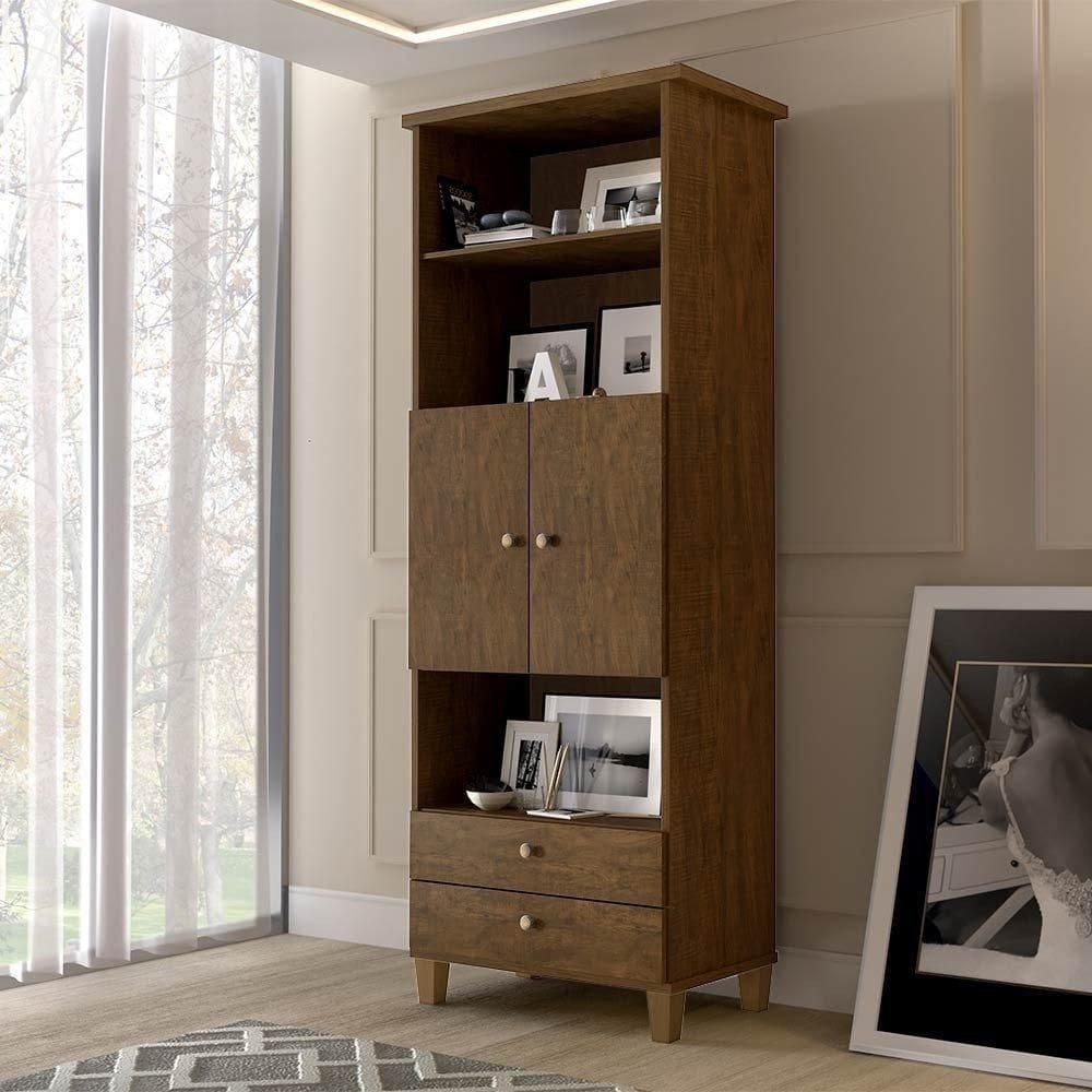 Armário Organizador Com Portas E Gavetas Library Malbec - Luapa