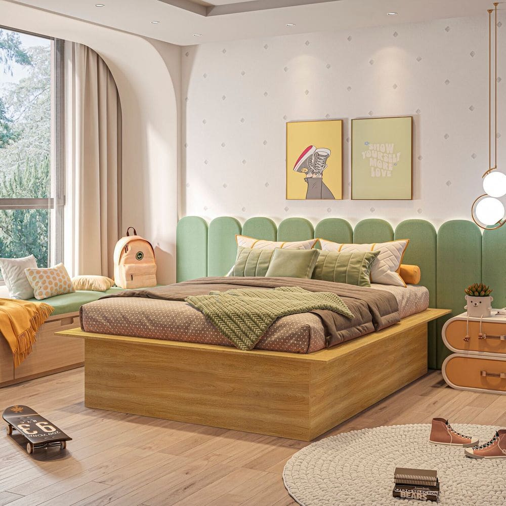 Cama Box Casal Juvenil Ária Yescasa 165cm X 200cm X 41cm Freijó
