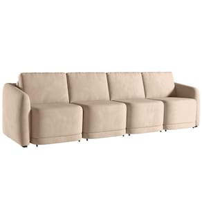 Sofá Cama Casal Para Sala 396cm Polska K04 Veludo Bege - Mpozenato