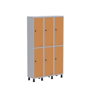 Roupeiro Aco Light 3v 06 Portas Gr303/6 Cinza/Laranja Picasso