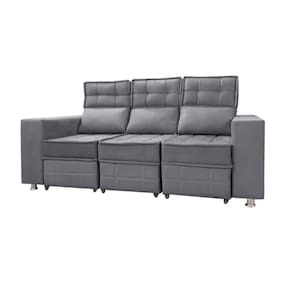 Sofá Retrátil E Reclinável 3 Lugares Londres 2.10cm C/molas - Suede Chumbo