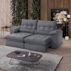 Sofá Retrátil Reclinável Molas Ensacadas Chicago 250 Cm Cinza