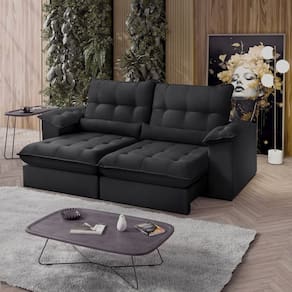 Sofá Retrátil Reclinável Molas Ensacadas Chicago 290 Cm Preto