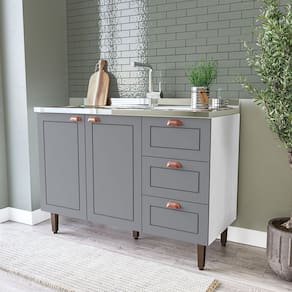 Balcão 2 Portas 3 Gavetas 120 Cm Pérola Yescasa Branco / Cinza
