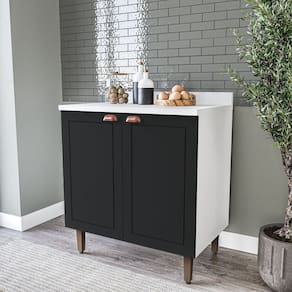 Balcão para Cozinha 2 Portas 80 Cm Pérola Yescasa Branco/Preto
