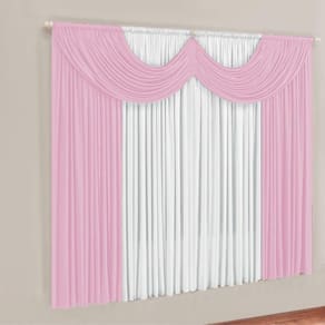 Cortina Montreal 3 Mts Em Malha Janela Sala Quarto Rosa