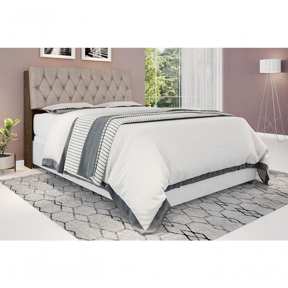 Cabeceira Box Queen 1,58 Isis Malbec Com Capitonê Bege - Framar Móveis