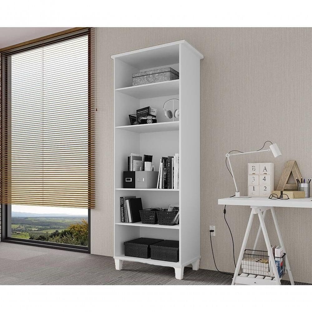 Armário Organizador Multiuso Com Prateleiras Library Branco - Luapa