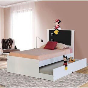 Cama Infantil Barcelona Com Cama Aux 0,90m Branco Com Preto - Tebarrot
