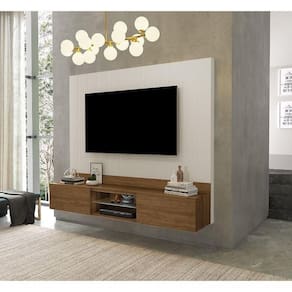Painel Para Tv 75" Com Nichos Conquest Malbec / Off White - Luapa