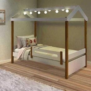 Cama Eliz Branco-mel Com Led E Colchão - Divaloto