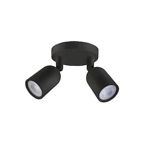 Spot De Led Direct Duplo Mr16 Circular 8w Preto Taschibra 3000k Luz Quente