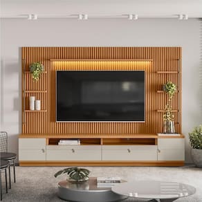 Rack E Painel Para Tv Com 2 Modulos Laterais Hunt Nature Off-white