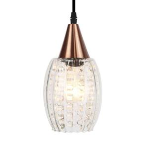 Lustre Pendente Taschibra Cristal Badih Pp Canelado E27 Transparente Bivolt Cobre