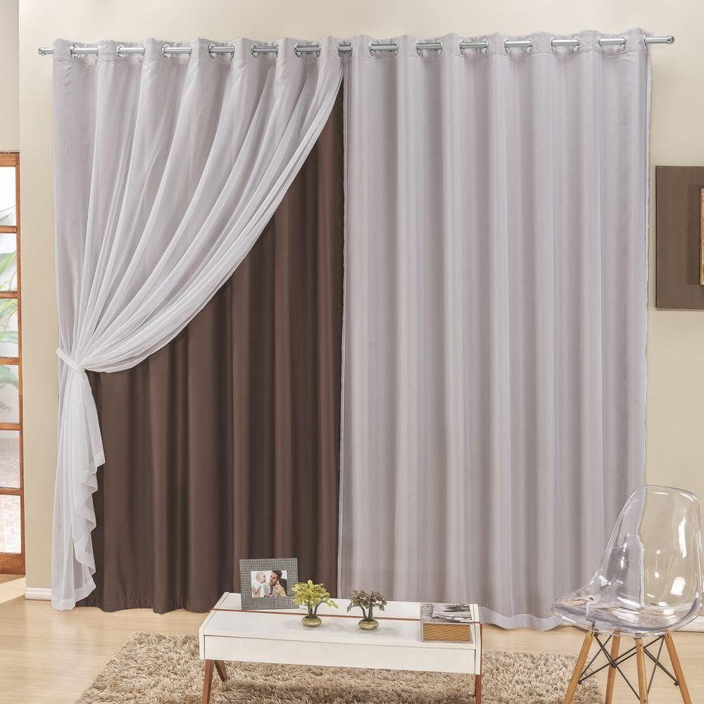 Cortina 2 Mts Sala Quarto Voal E Semiblackout Para Varão Tabaco
