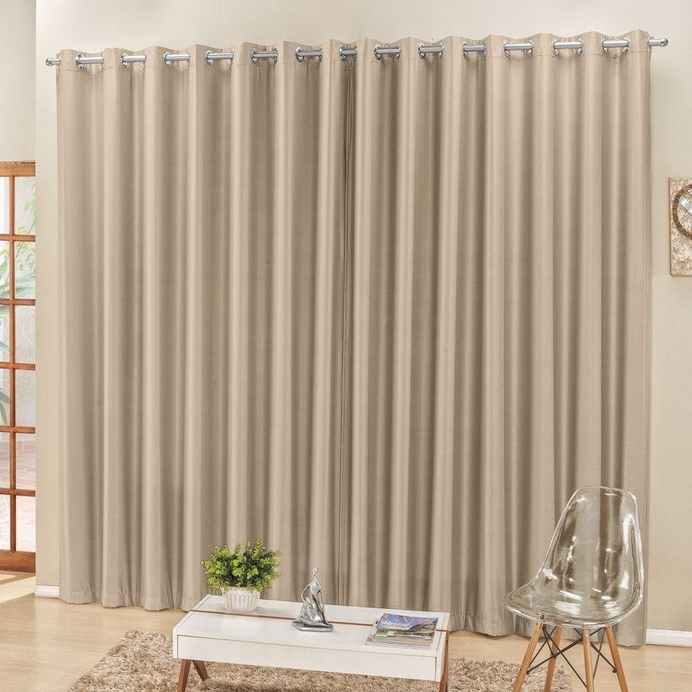 Cortina 3 Mts Sala Quarto Escritório Semiblackout Para Trilho Suisso Bege