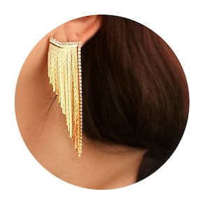 Brincos Femininos Franja Longo Strass Festas Aniversário