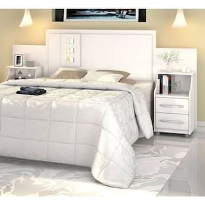 Cabeceira Com Mesa De Cabeceira Expansível Flórida Branco - Vitamov