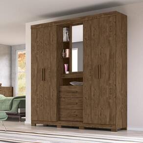 Roupeiro 5 Portas Lomond Com Espelho Castanho Wood