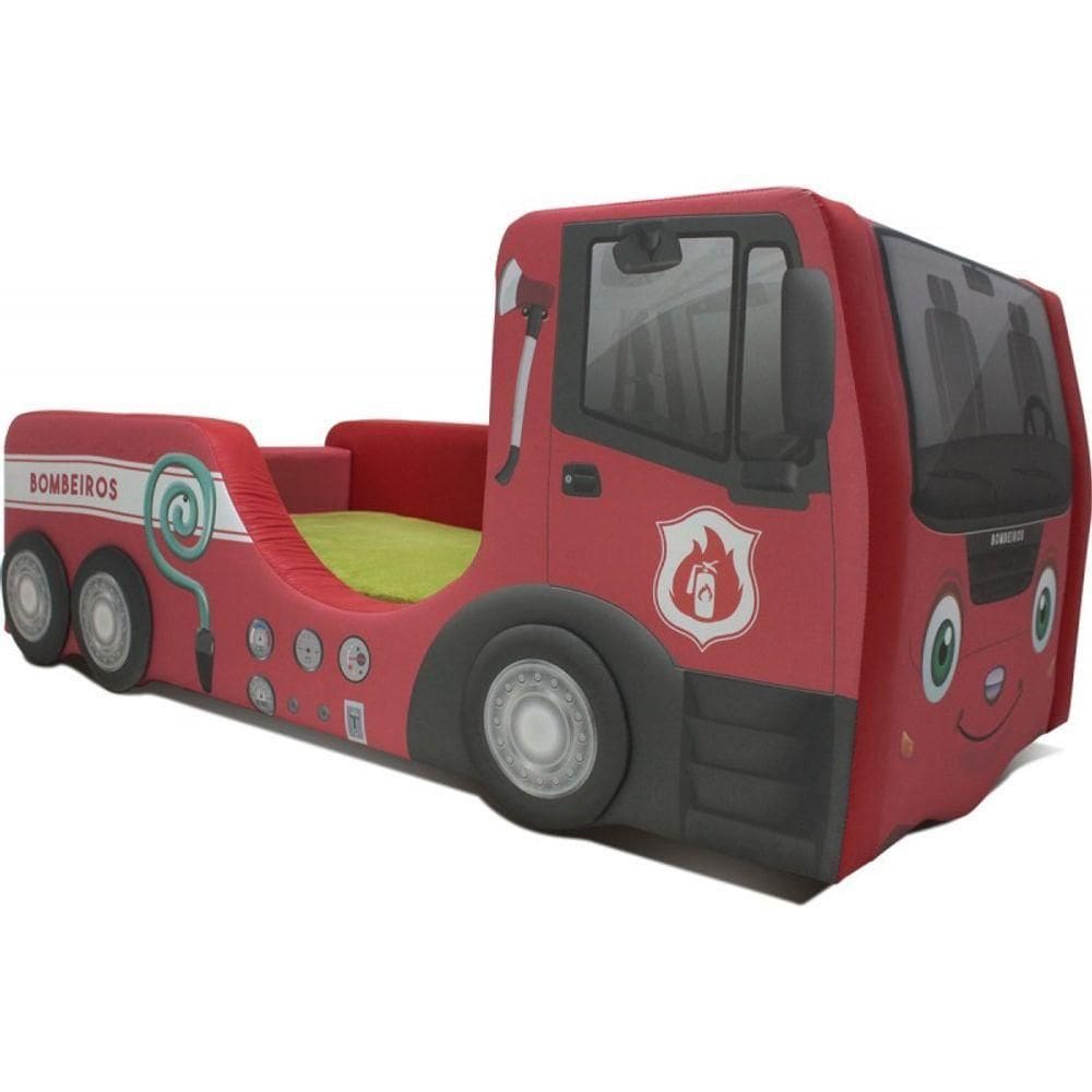 Cama Bombeiro Infantil Com Rodas Sobrepostas - Cor Vermelha Tamanho:infantil