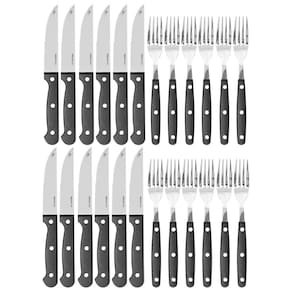Jogo de Talheres Faqueiro para Churrasco Jumbo Inox 24 peças Preto Brinox