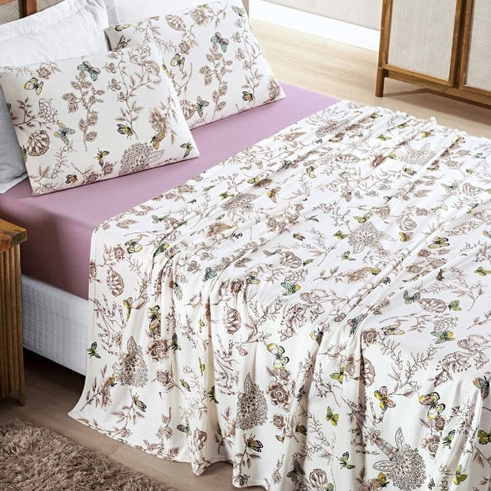 Jogo lençol Casal Malha Milly 4 pçs Butter