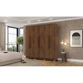 Guarda Roupa Elegance 6 Portas e 2 Gavetas Internas - Cor Imbuia Rústico - Vila Rica