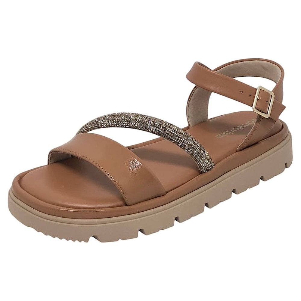 Sandália Feminina Flatform strass Elegante Comfortflex