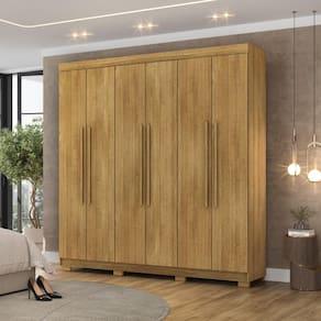 Guarda Roupa Elegance 6 Portas e 2 Gavetas Internas - Nature - Vila Rica