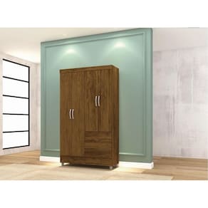Guarda Roupa Ideal Plus 4 Portas e 2 Gavetas - Cor Imbuia Rústico - Vila Rica