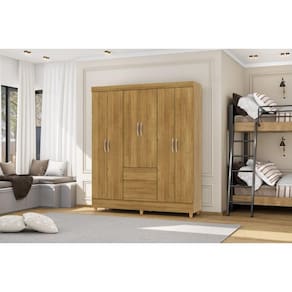 Roupeiro Ideal Plus 6 Portas e 2 Gavetas - Nature - Vila Rica
