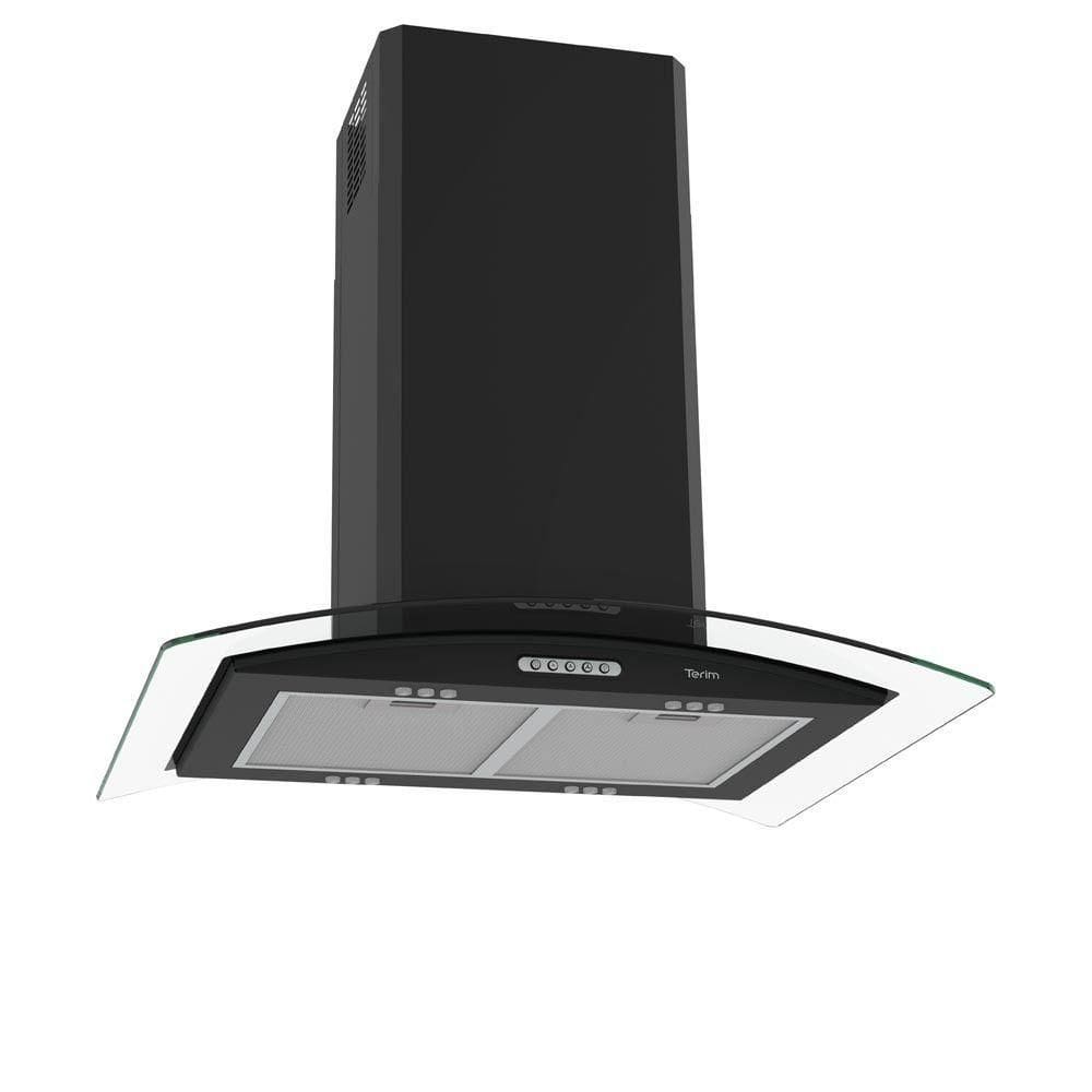 Coifa Terim Ilha Teto Vidro Curvo Black 75cm Preto 220V